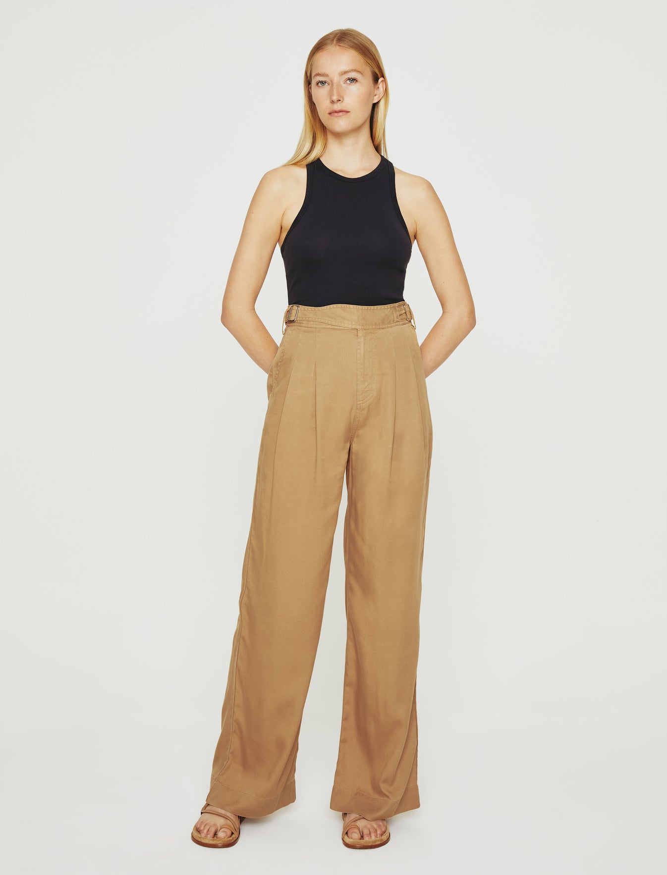 Natalie|Double Pleats Wide Leg Trouser